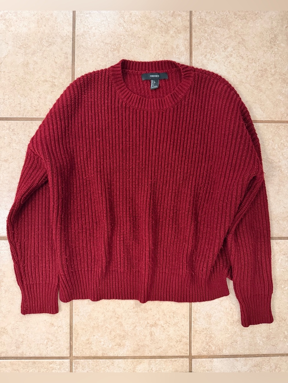 EUC Forever 21 Burgundy Red Chunky Knit Oversized Sweater
